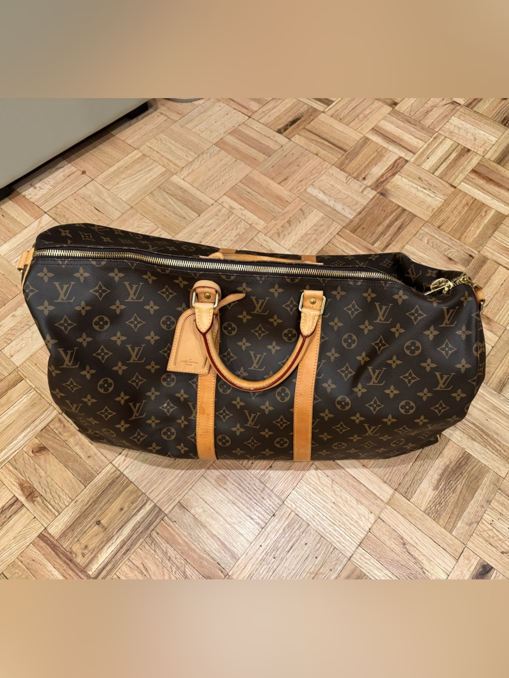 Louis Vuitton Brown Monogram Keepall 55 Duffle Bag